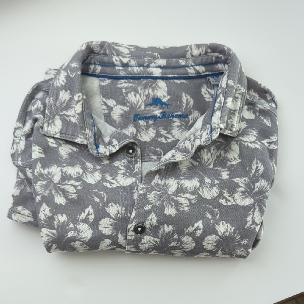 Tommy Bahama Gray Floral Polo Shirt | Golf | Vacation Grandpa